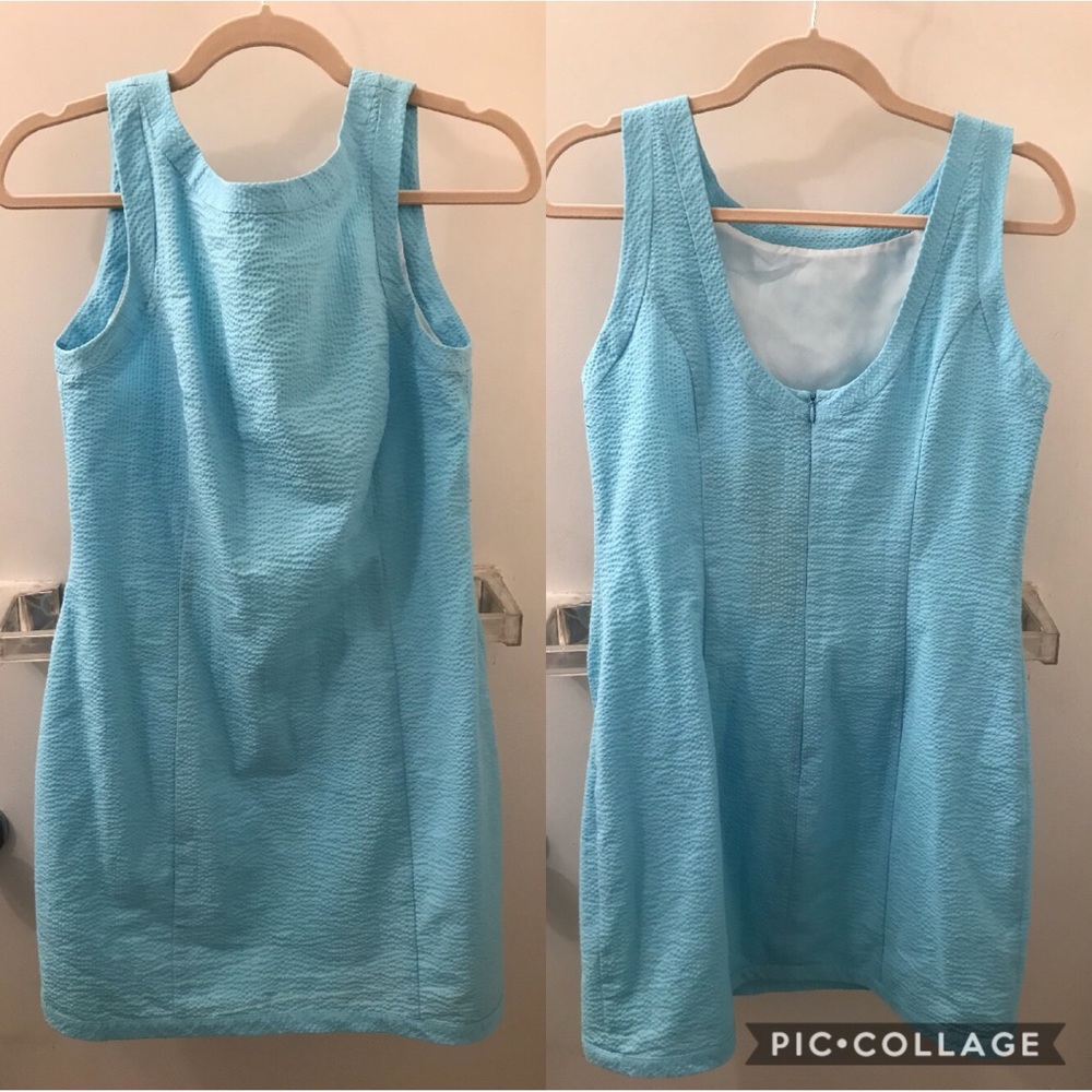 NWT Lauren James Blue Seersucker Sheath Dress